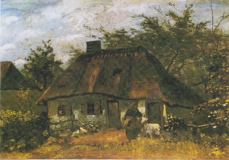 Vincent Van Gogh Farmhouse and Woman with Goat Sweden oil painting art